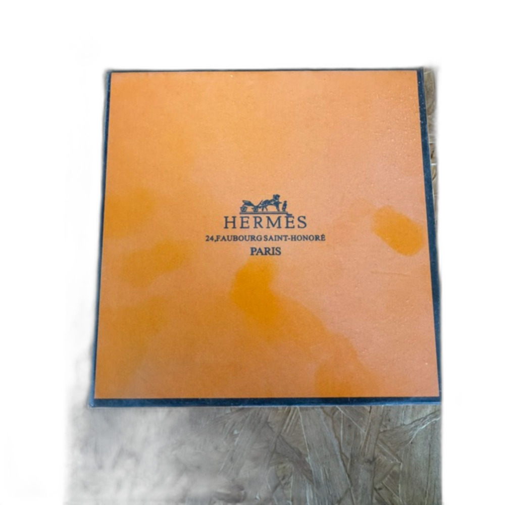 Authentic HERMES Paris Orange Gift Box with Dust Bag Pouch AS IS Stained